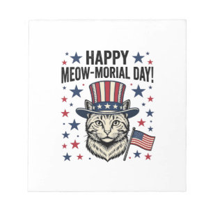 Patriotic Cat Meow-Morial Day Vintage Vector Desig Notepad