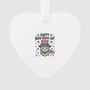 Patriotic Cat Meow-Morial Day Vintage Vector Desig Ornament