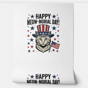 Patriotic Cat Meow-Morial Day Vintage Vector Desig Wallpaper