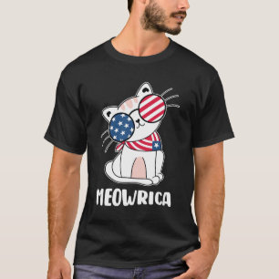 Patriotic Cat Meowica 4th of July Funny Ki T-Shirt