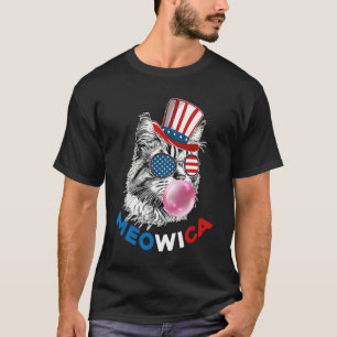 Patriotic Cat Meowica Bubblegum 4th of July Cat T-Shirt