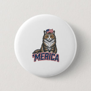 Patriotic Cat Merica Vintage Engraving Shirt Desig 6 Cm Round Badge
