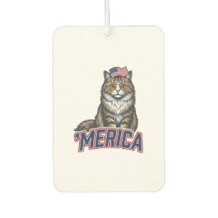 Patriotic Cat Merica Vintage Engraving Shirt Desig Car Air Freshener