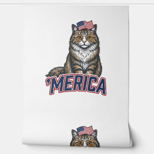 Patriotic Cat Merica Vintage Engraving Shirt Desig Wallpaper