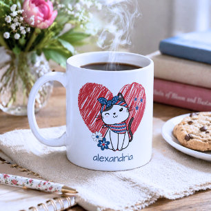Patriotic Cat Monogram  Coffee Mug