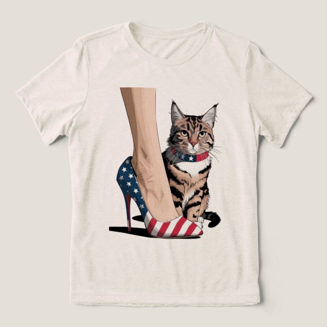 Patriotic Cat Mum Tri-Blend Shirt (Design Front)