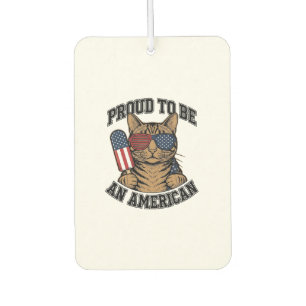 Patriotic Cat Proud to Be American Vintage Vector Car Air Freshener