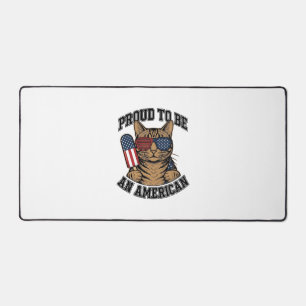 Patriotic Cat Proud to Be American Vintage Vector Desk Mat