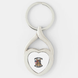 Patriotic Cat Proud to Be American Vintage Vector Key Ring