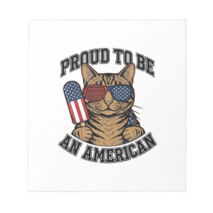 Patriotic Cat Proud to Be American Vintage Vector Notepad