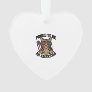 Patriotic Cat Proud to Be American Vintage Vector Ornament