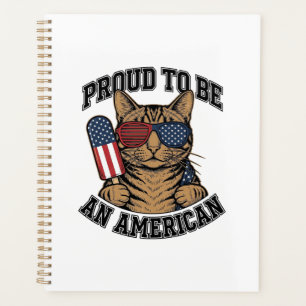 Patriotic Cat Proud to Be American Vintage Vector Planner