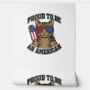 Patriotic Cat Proud to Be American Vintage Vector  Wallpaper