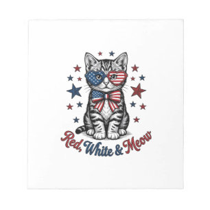 Patriotic Cat Red White and Meow Vintage Design_1 Notepad
