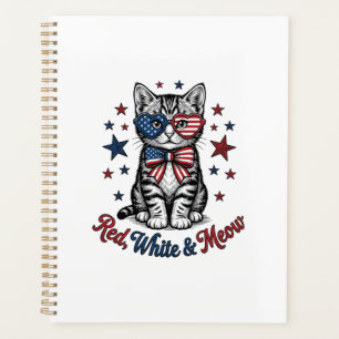 Patriotic Cat Red White and Meow Vintage Design_1 Planner