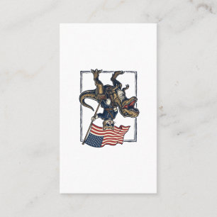 Patriotic Cat Riding Dinosaur Vintage Vector Desig Business Card