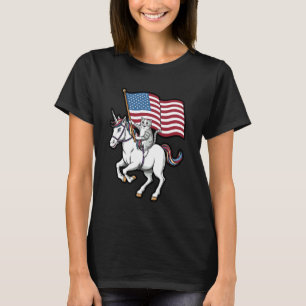 Patriotic Cat Riding Unicorn USA Party Design T-Shirt