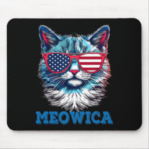 Patriotic Cat Sungles American Flag 4th Of July Me Mouse Mat