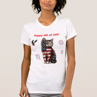 Patriotic Cat T-Shirt, American Flag Kitten Tee
