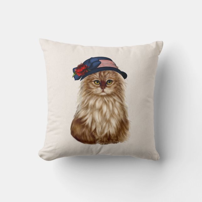 Patriotic Cat throw Pillow (Front)
