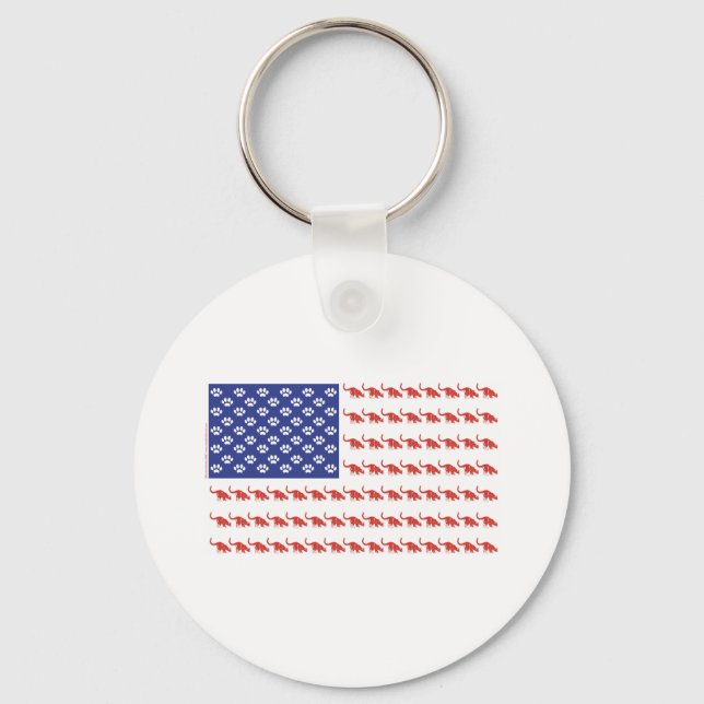 Patriotic Cat/USA Key Ring (Front)