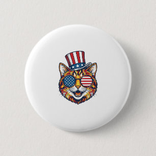 Patriotic Cat Vintage Engraving Shirt Design_1 6 Cm Round Badge