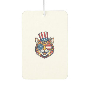Patriotic Cat Vintage Engraving Shirt Design_1 Car Air Freshener