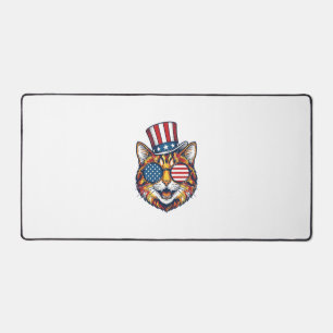 Patriotic Cat Vintage Engraving Shirt Design_1 Desk Mat