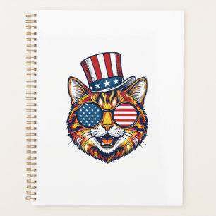 Patriotic Cat Vintage Engraving Shirt Design_1 Planner