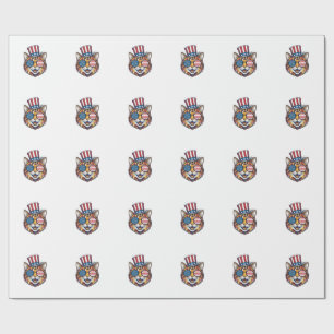 Patriotic Cat Vintage Engraving Shirt Design_1 Wrapping Paper