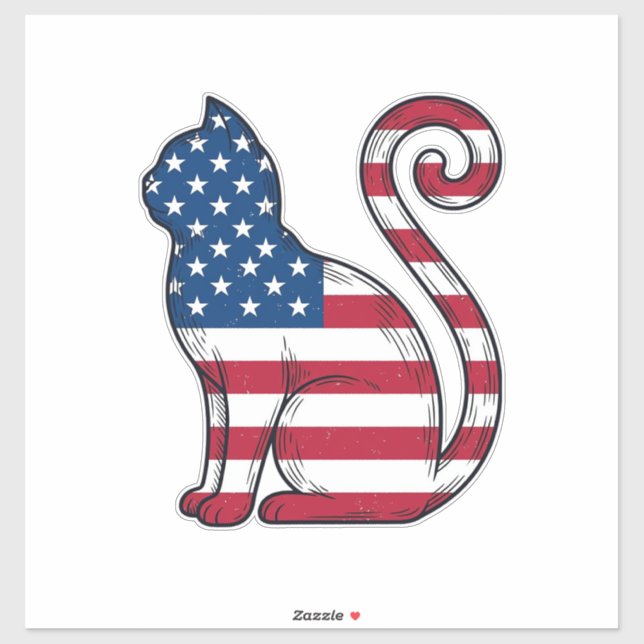 Patriotic Cat Vintage Engraving Vector Design_1 (Sheet)