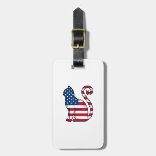 Patriotic Cat Vintage Engraving Vector Design_1 Luggage Tag