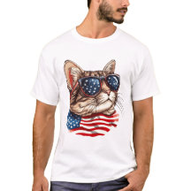 Patriotic Cat with American Flag Sunglasses, USA