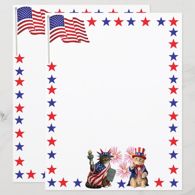 Patriotic Cats - Lady Liberty and Uncle Sam (Front/Back)