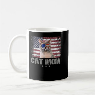 Patriotic Cats Mum With Sunglasses USA American Fl Coffee Mug