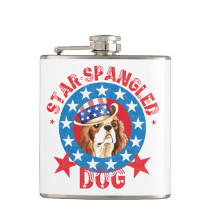 Patriotic Cavalier King Charles Spaniel Hip Flask