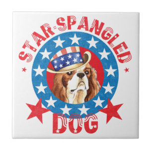 Patriotic Cavalier King Charles Spaniel Tile