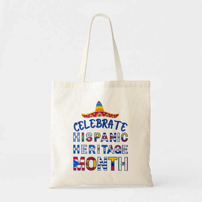 Patriotic Celebrate HISPANIC HERITAGE MONTH Flags Tote Bag (Front)