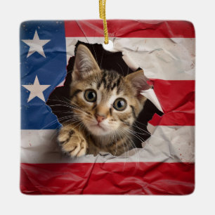 Patriotic Celebration Ceramic Ornament