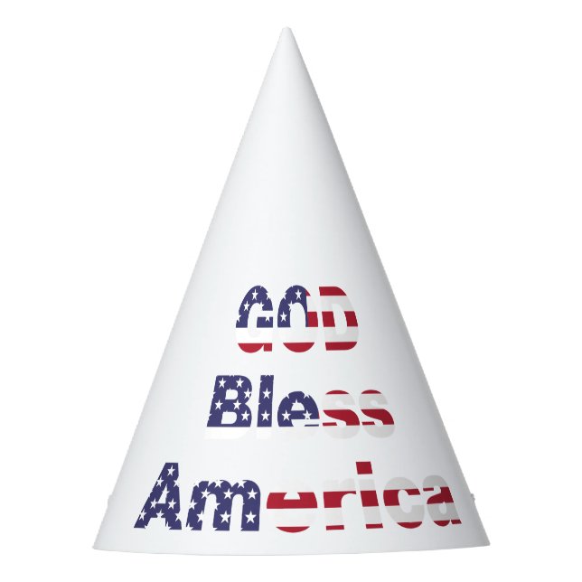 Patriotic Celebration Paper Party Hat - God Bless  (Front)