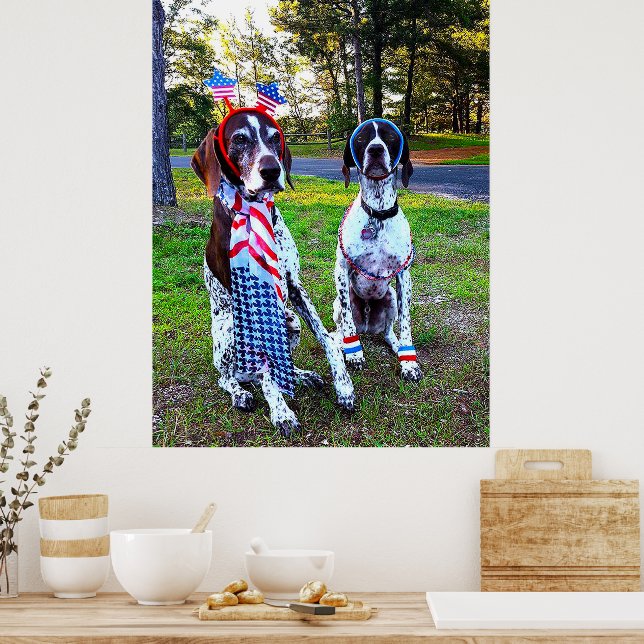 Patriotic Celebration Party Dogs Poster (Kitchen)