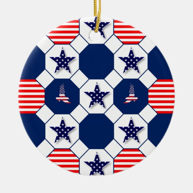 Patriotic Ceramic Tree Decoration (Front)