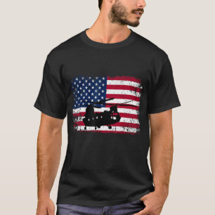 Patriotic CH-47 Chinook Helicopter American flag T-Shirt