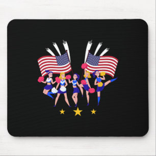 Patriotic Cheer Squad Cheerleader Usa Flag Cheerle Mouse Mat