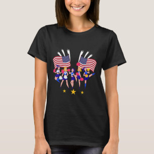 Patriotic Cheer Squad Cheerleader Usa Flag Cheerle T-Shirt