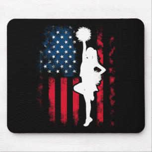 Patriotic Cheerleader Us Flag 4th Of July Cheerlea Mouse Mat