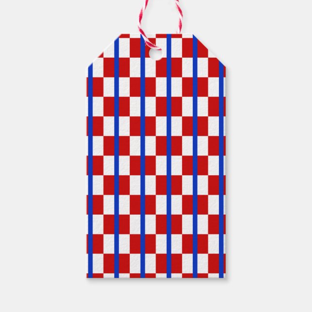 Patriotic Chequered Stripe Gift Tag (Front)