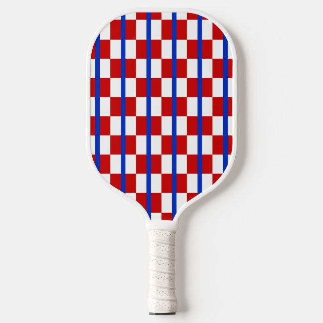 Patriotic Chequered Stripe Pickleball Paddle (Front)