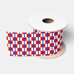 Patriotic Chequered Stripe Ribbon Satin Ribbon