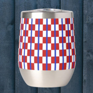 Patriotic Chequered Stripe Stemless Wine Tumbler